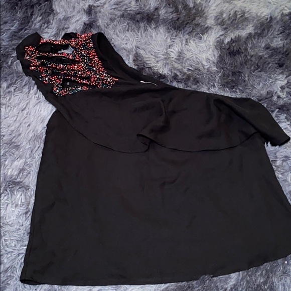 Anthro  beaded one shoulder sleeve blouse - Picture 7 of 16